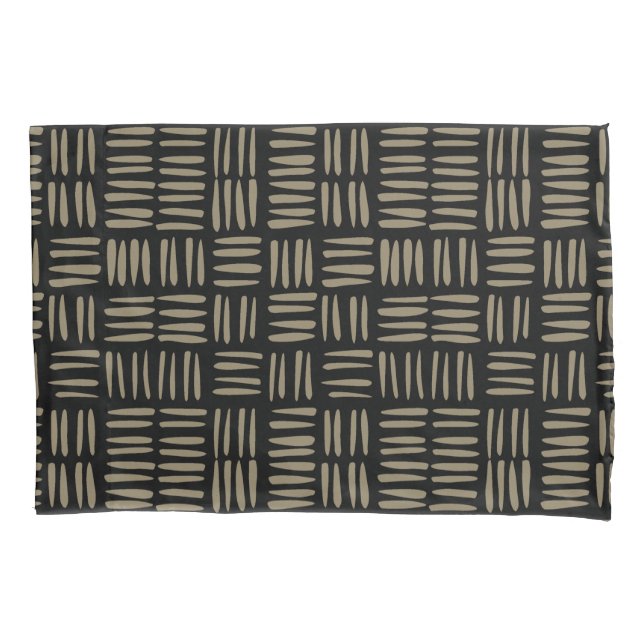 Black and Tan Modern Tribal Inspired Pillowcase (Front)
