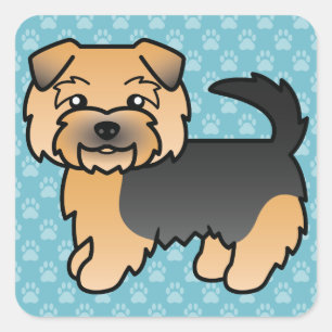 Black And Tan Norfolk Terrier Dog Illustration Square Sticker