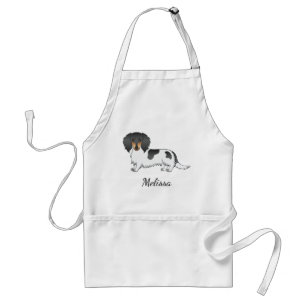 Black And Tan Piebald Long Hair Dachshund & Name Standard Apron