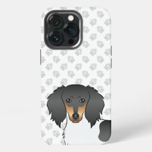 Black And Tan Piebald Long Hair Dachshund & Paws iPhone 13 Pro Case