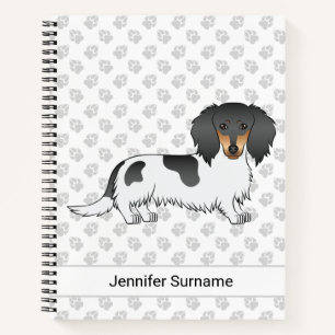 Black And Tan Piebald Long Hair Dachshund & Text Notebook