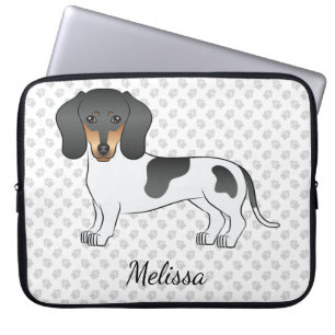Black And Tan Piebald Short Hair Dachshund & Text Laptop Sleeve