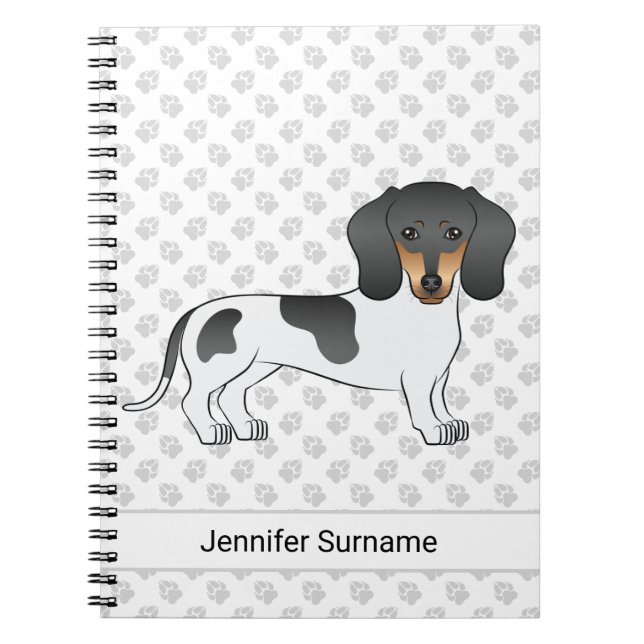 Black And Tan Piebald Short Hair Dachshund & Text Notebook (Front)