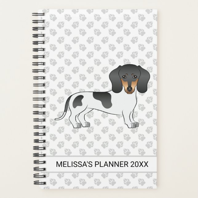 Black And Tan Piebald Short Hair Dachshund & Text Planner (Front)