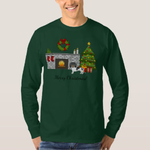 Black And Tan Pied Short Hair Dachshund Christmas T-Shirt