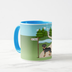 Black And Tan Rottweiler Dog By A Hiking Trail Mug