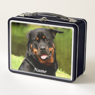 Black and Tan Rottweiler Puppy Dog Metal Lunch Box