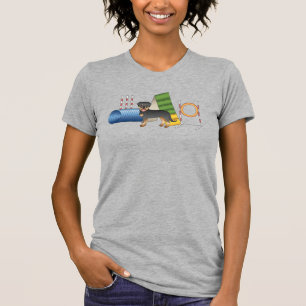 Black And Tan Rottweiler With Agility Equipment T-Shirt