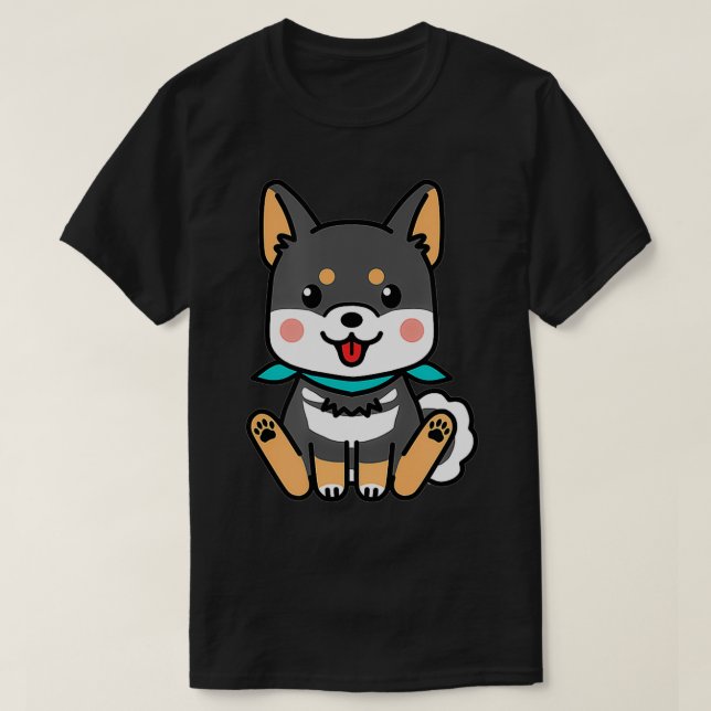 Black and Tan Shiba Inu  Shibe Dog Breed  T-Shirt (Design Front)