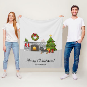 Black And Tan Short Hair Dachshund Christmas Room Fleece Blanket