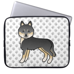 Black And Tan Siberian Husky Cute Cartoon Dog Laptop Sleeve