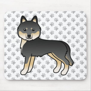 Black And Tan Siberian Husky Cute Cartoon Dog Mouse Pad