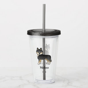 Black And Tan Siberian Husky Dog & Custom Name Acrylic Tumbler