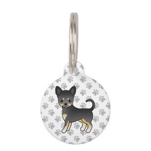 Black And Tan Smooth Coat Chihuahua Cartoon Dog Pet Tag