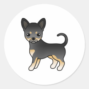 Black And Tan Smooth Coat Chihuahua Cute Dog Classic Round Sticker