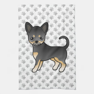 Black And Tan Smooth Coat Chihuahua Dog & Paws Tea Towel