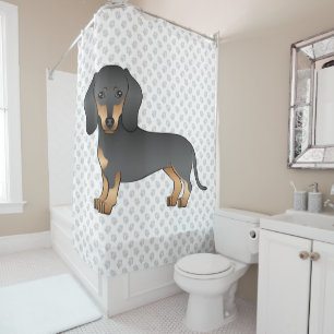 Black And Tan Smooth Coat Dachshund Dog & Paws Shower Curtain