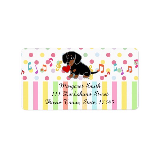Black and Tan Smooth Dachshund Heart Address Label