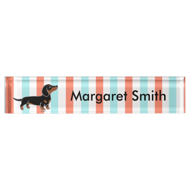 Black and Tan Smooth Haired Dachshund Nameplate (Front)