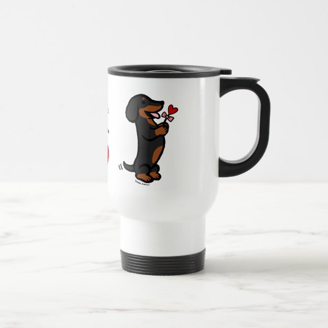 Black and Tan Smooth Haired Dachshund Travel Mug (Right)