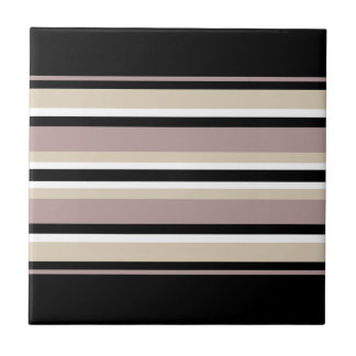 Black and Tan Stripes Ceramic Tile