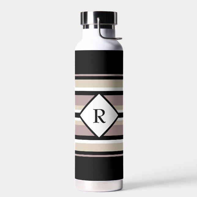 Black and Tan Stripes Water Bottle (Left)