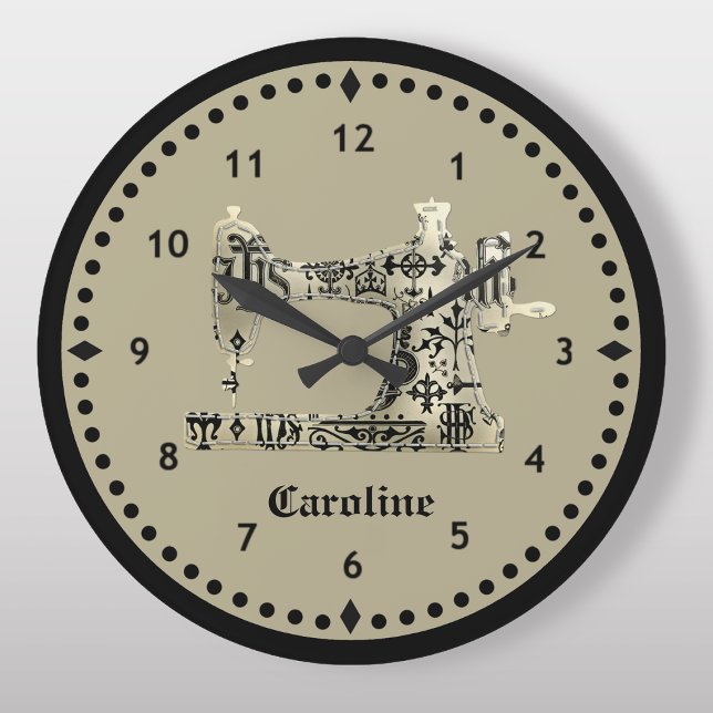 Black and Tan Vintage Sewing Machine Clock (Creator Uploaded)