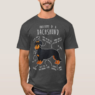 Black and Tan Wirehaired Dachshund Dog Anatomy T-Shirt