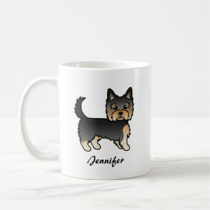 Black And Tan Yorkshire Terrier Cartoon Dog & Name Coffee Mug
