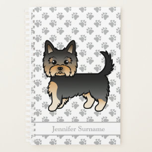 Black And Tan Yorkshire Terrier Cartoon Dog & Name Planner