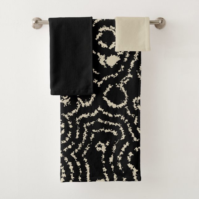 Black and Taupe  Bath Towel Set (Insitu)