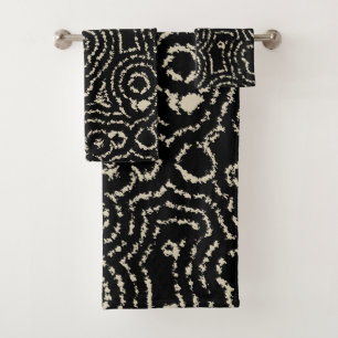 Black and Taupe Bath Towel Set