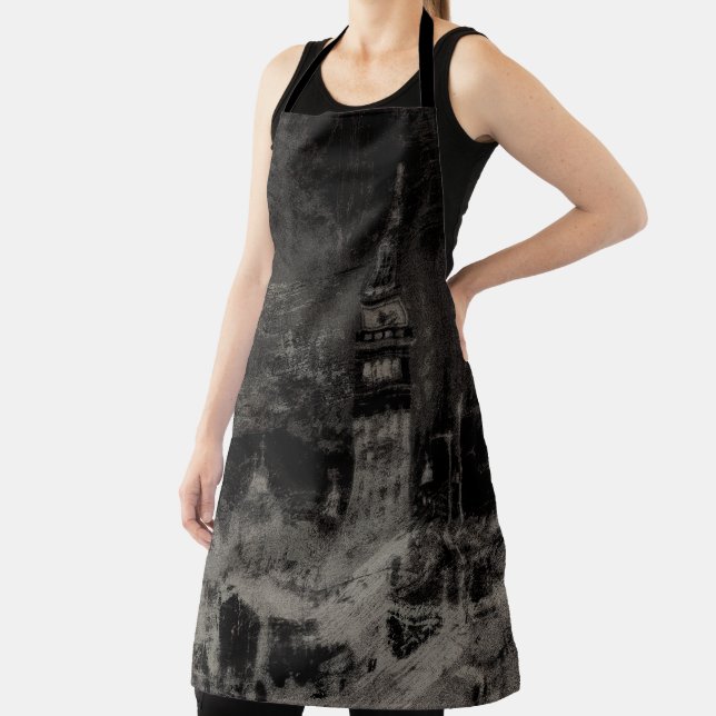 Black and Taupe Distressed Skyline Venice Italy Apron (Insitu)