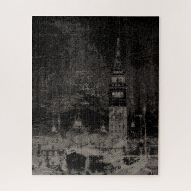 Black and Taupe Distressed Skyline Venice Italy Jigsaw Puzzle (Vertical)