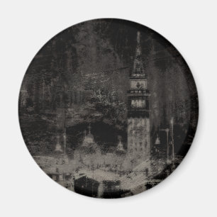 Black and Taupe Distressed Skyline Venice Italy Magnet