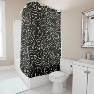 Black and Taupe Shower Curtain