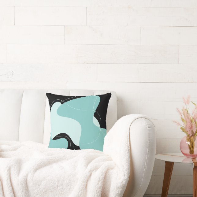 Black and Teal Abstract Cushion (Couch)