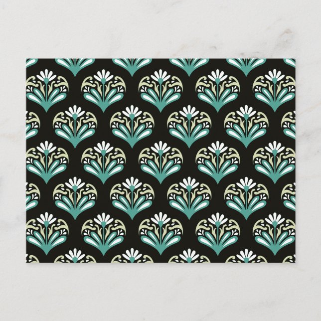 Black and Teal Art Deco Postcard (Front)