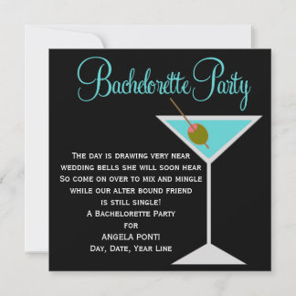 Black and Teal Bachelorette Invitation