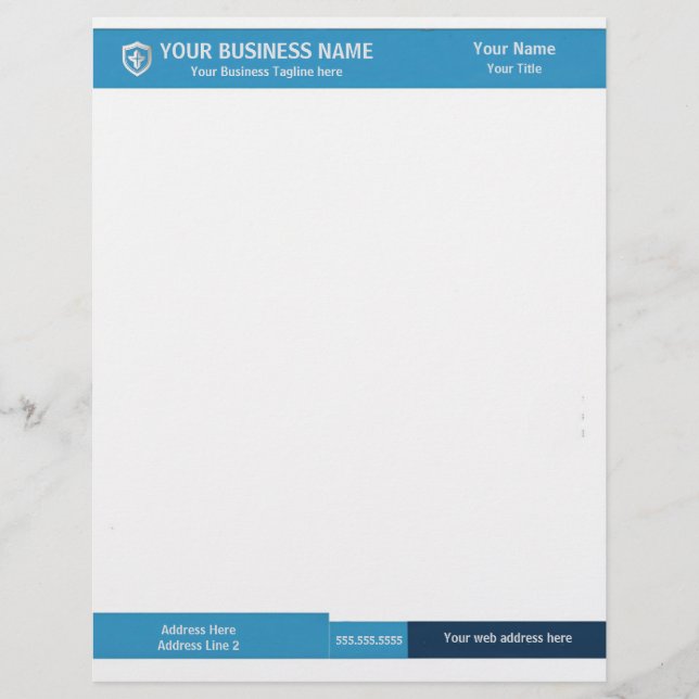 Black and Teal Banner Corporate Custom Letterhead (Front)
