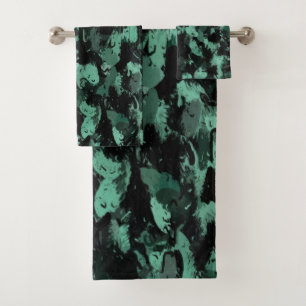 Black and Teal Bath Towel Set