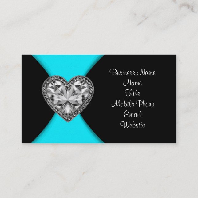 Black and Teal Blue Business Card (Front)