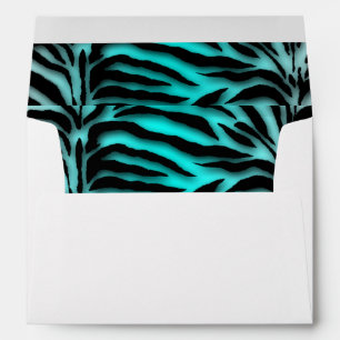 Black and Teal Blue Zebra Envelopes
