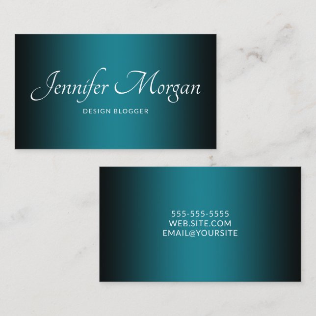 Black and Teal Elegant Ombre Business Card (Front/Back)