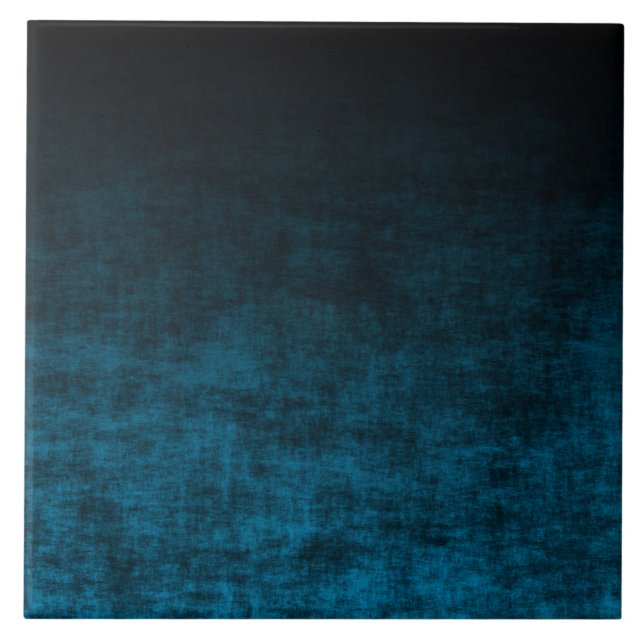 Black and Teal Grunge Ombre Texture Ceramic Tile (Front)