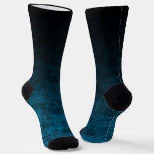 Black and Teal Grunge Ombre Texture Socks