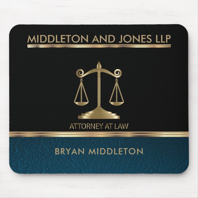 Black and Teal Leather Law Firm Designs Mouse Pad (Front)