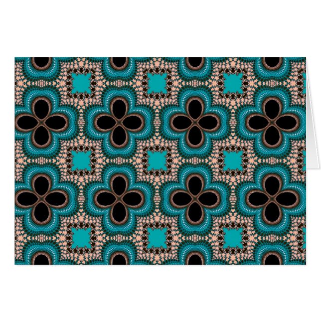 Black and teal Moroccan style geometric pattern (Front Horizontal)