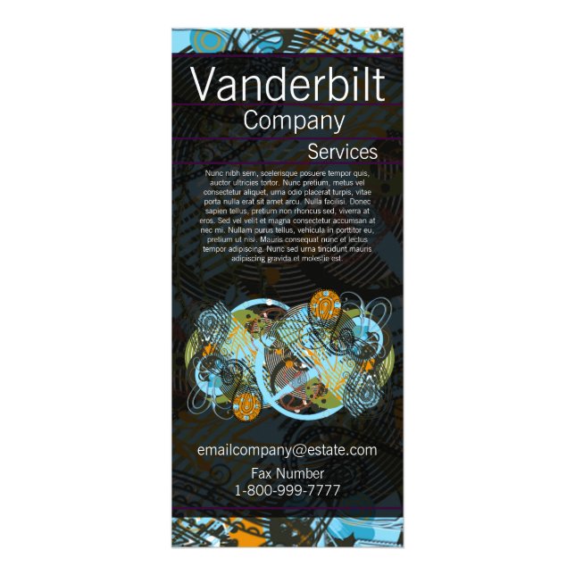 Black and Teal Paisley  Rack Card (Front)