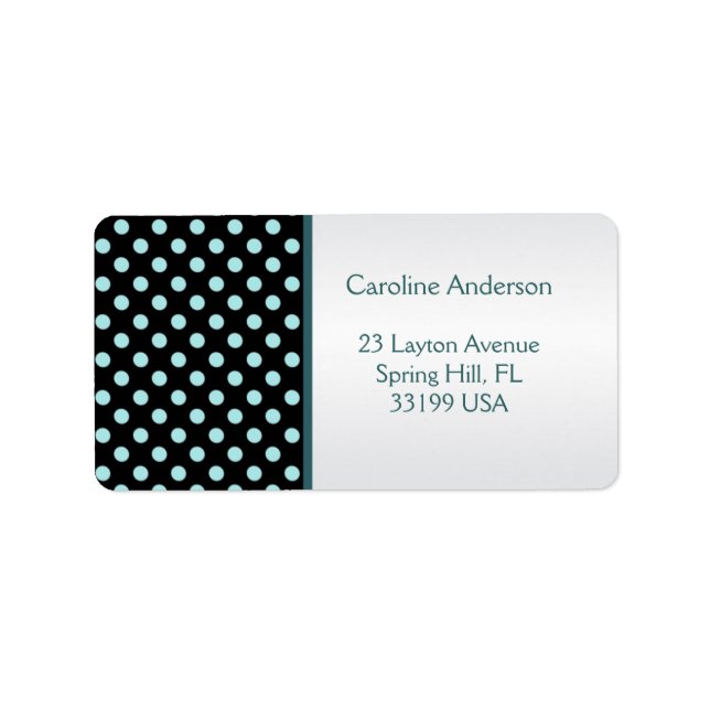 Black and teal polka dots Address Label (Front)